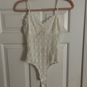 White lace bodysuit with adjustable straps